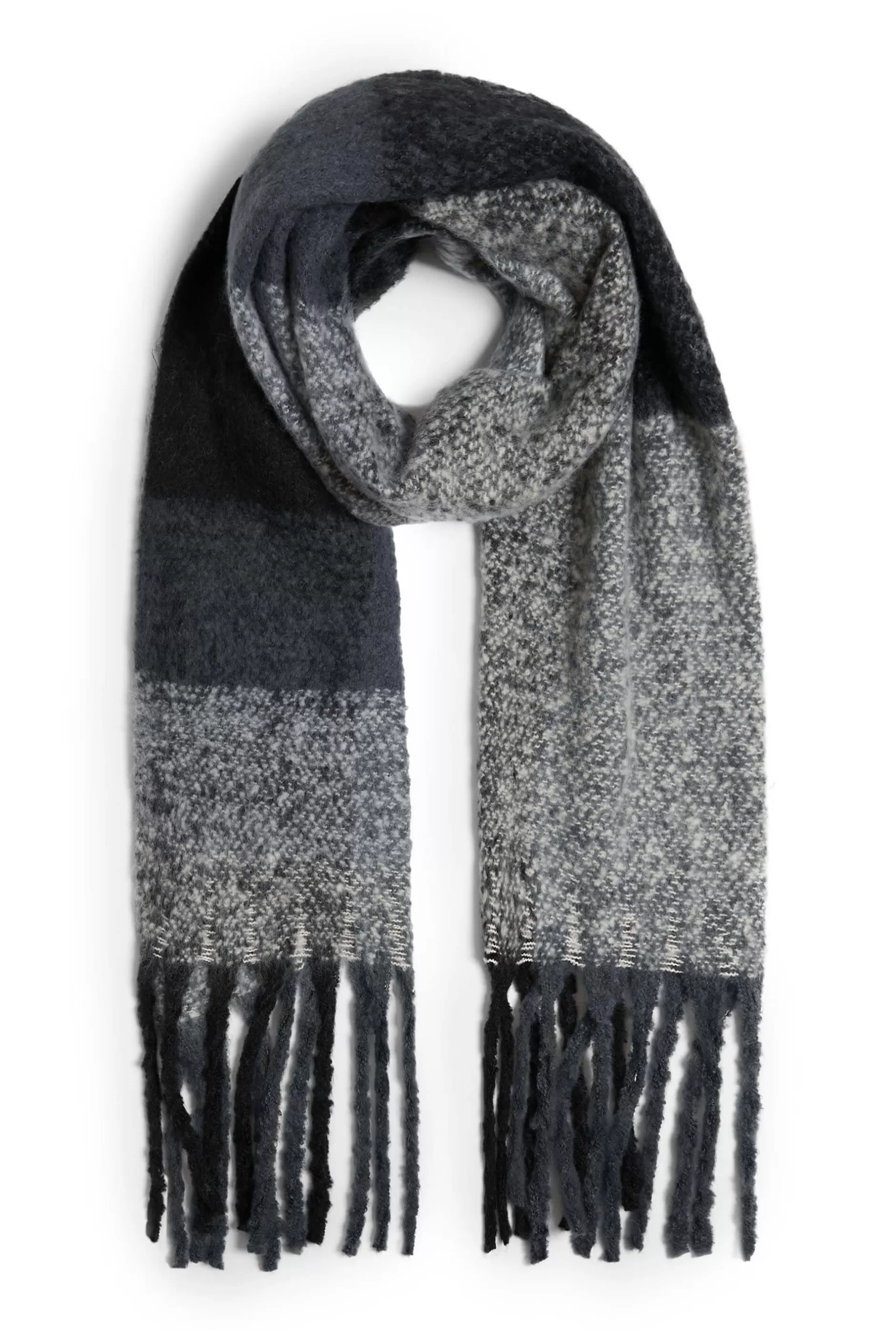 Asymmetrical Checkered Scarf Grey^James Lakeland New