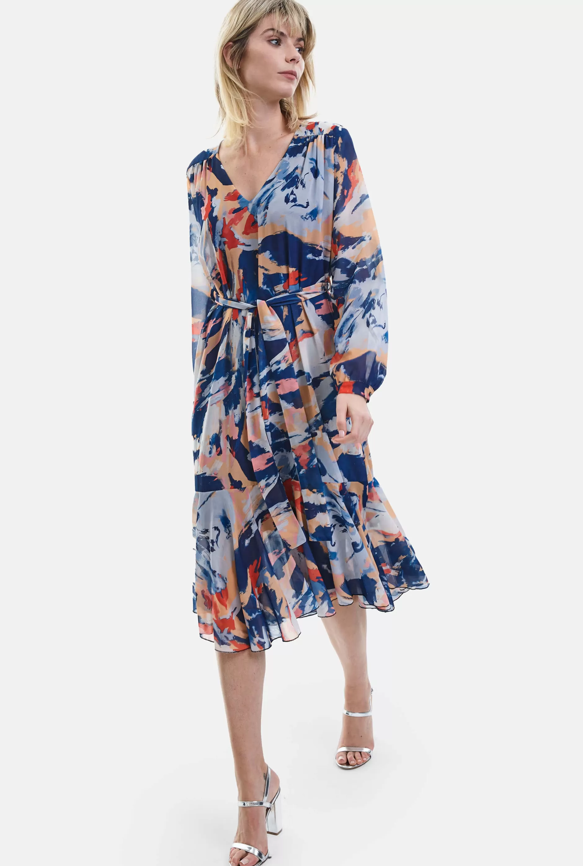 Belted Midi Dress Blue^James Lakeland Clearance