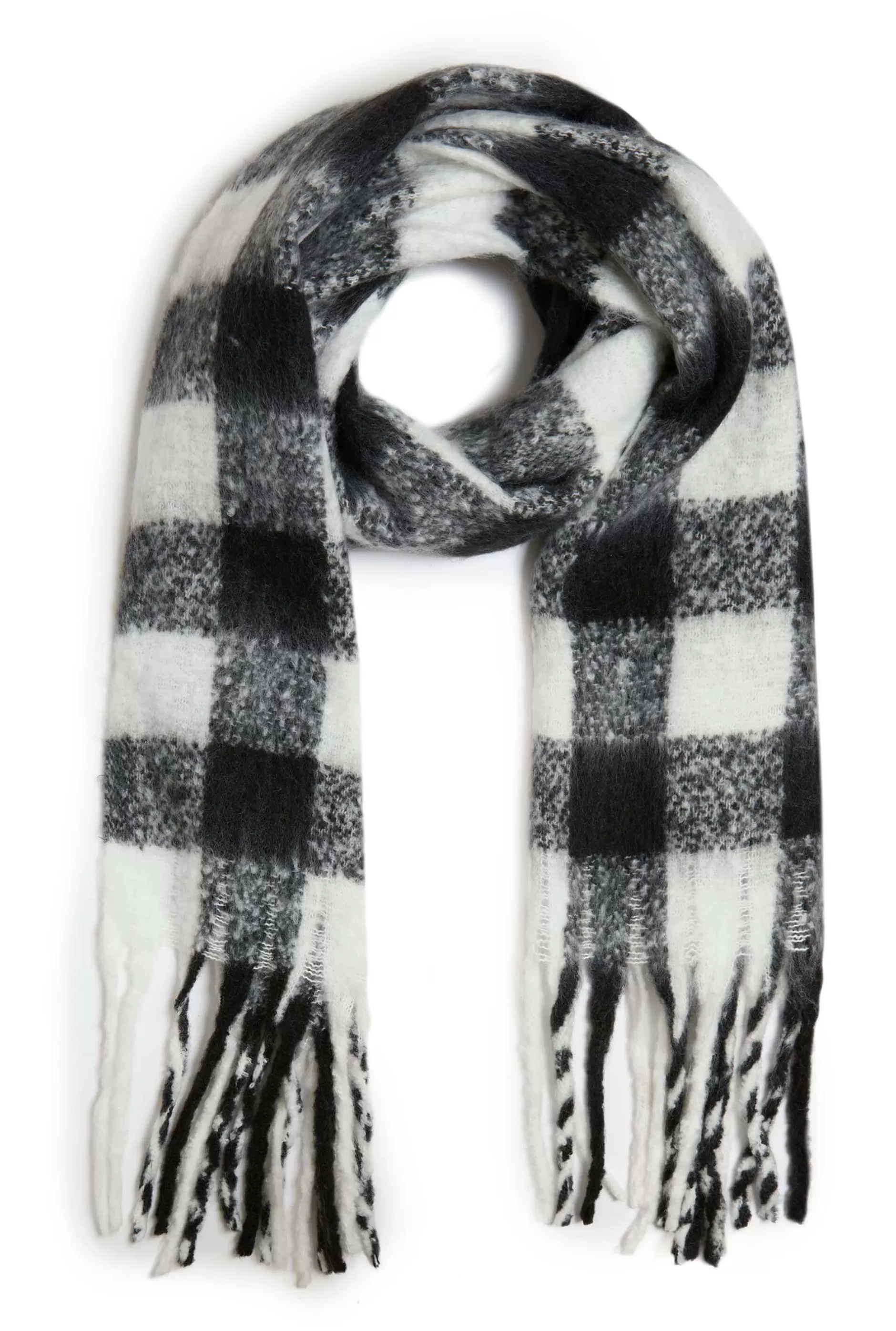 Buffalo Check Pattern Scarf Black-White^James Lakeland Outlet