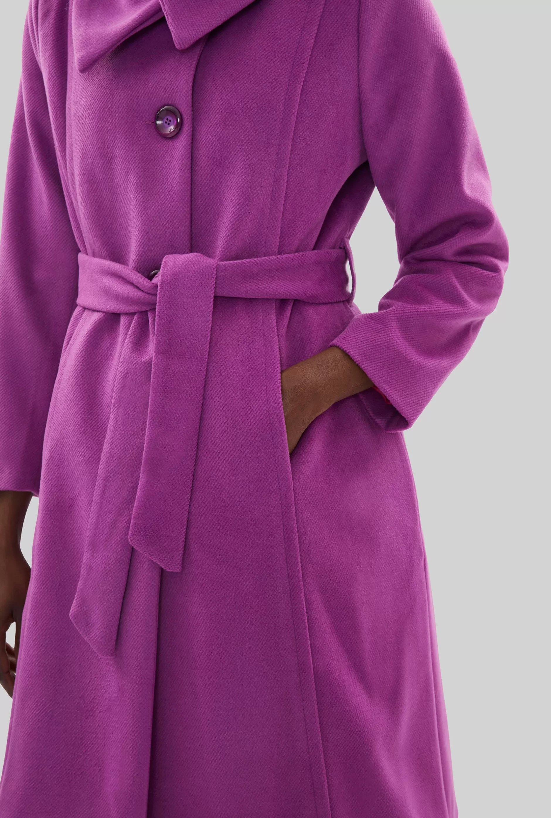 Large Collar Belted Coat Purple^James Lakeland Cheap