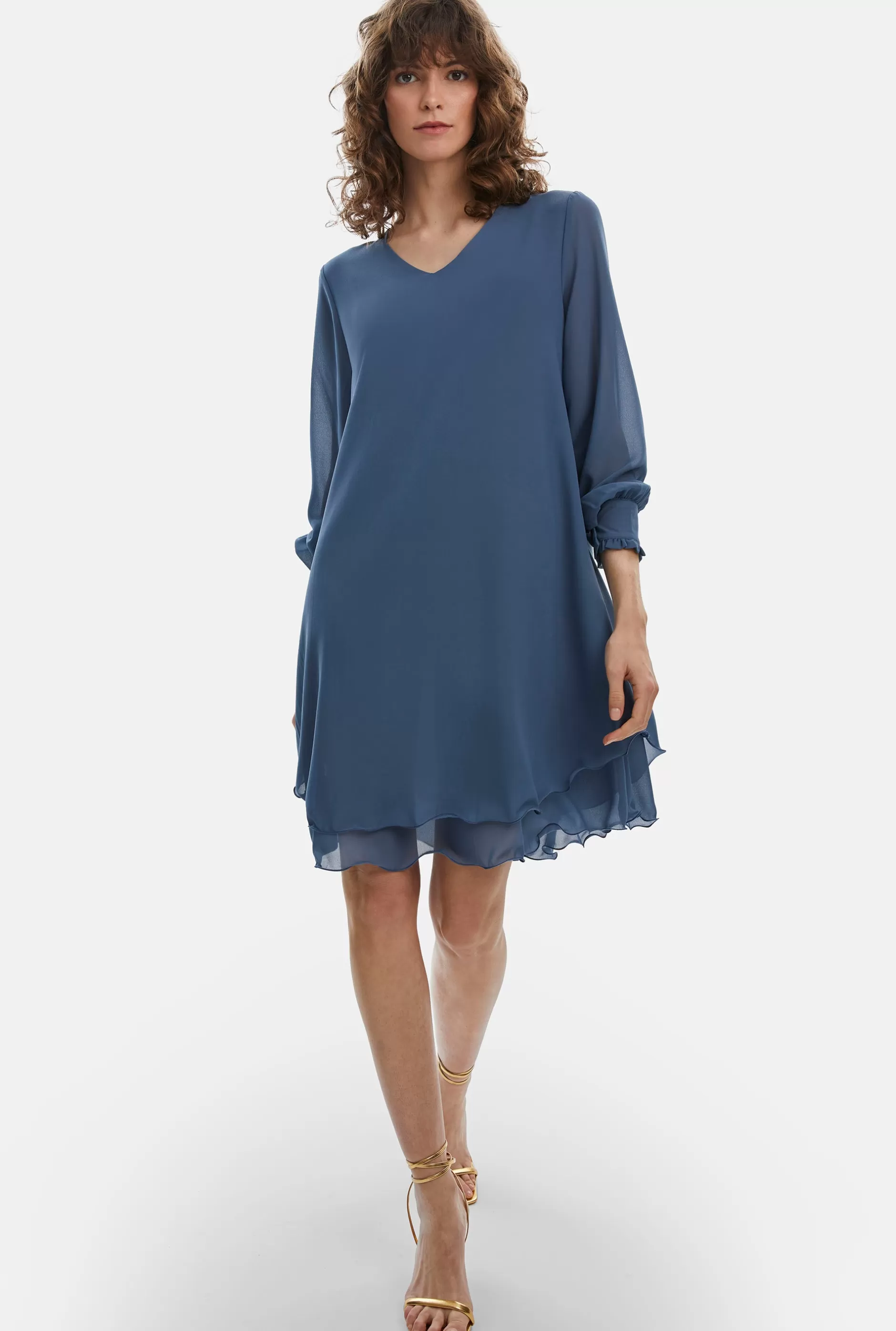 Long Sleeve Denim Wave Hem Dress^James Lakeland Hot