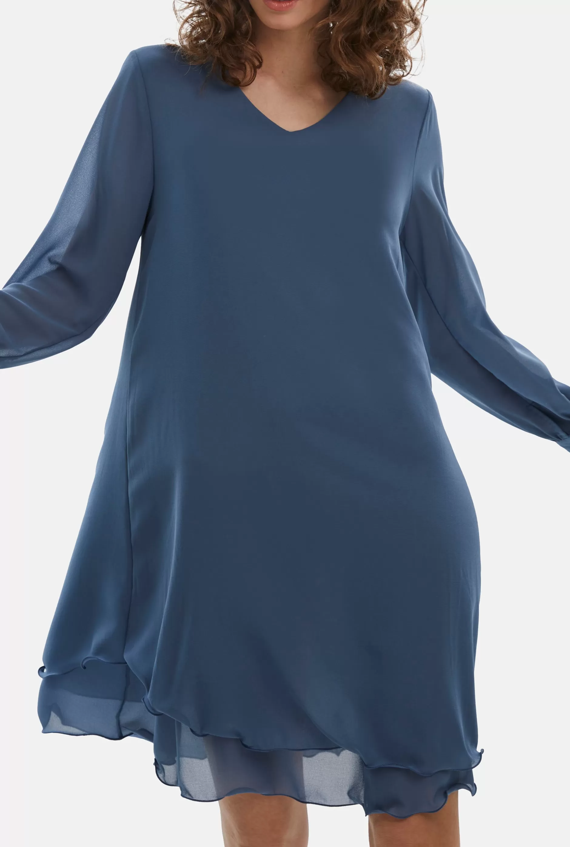 Long Sleeve Denim Wave Hem Dress^James Lakeland Hot