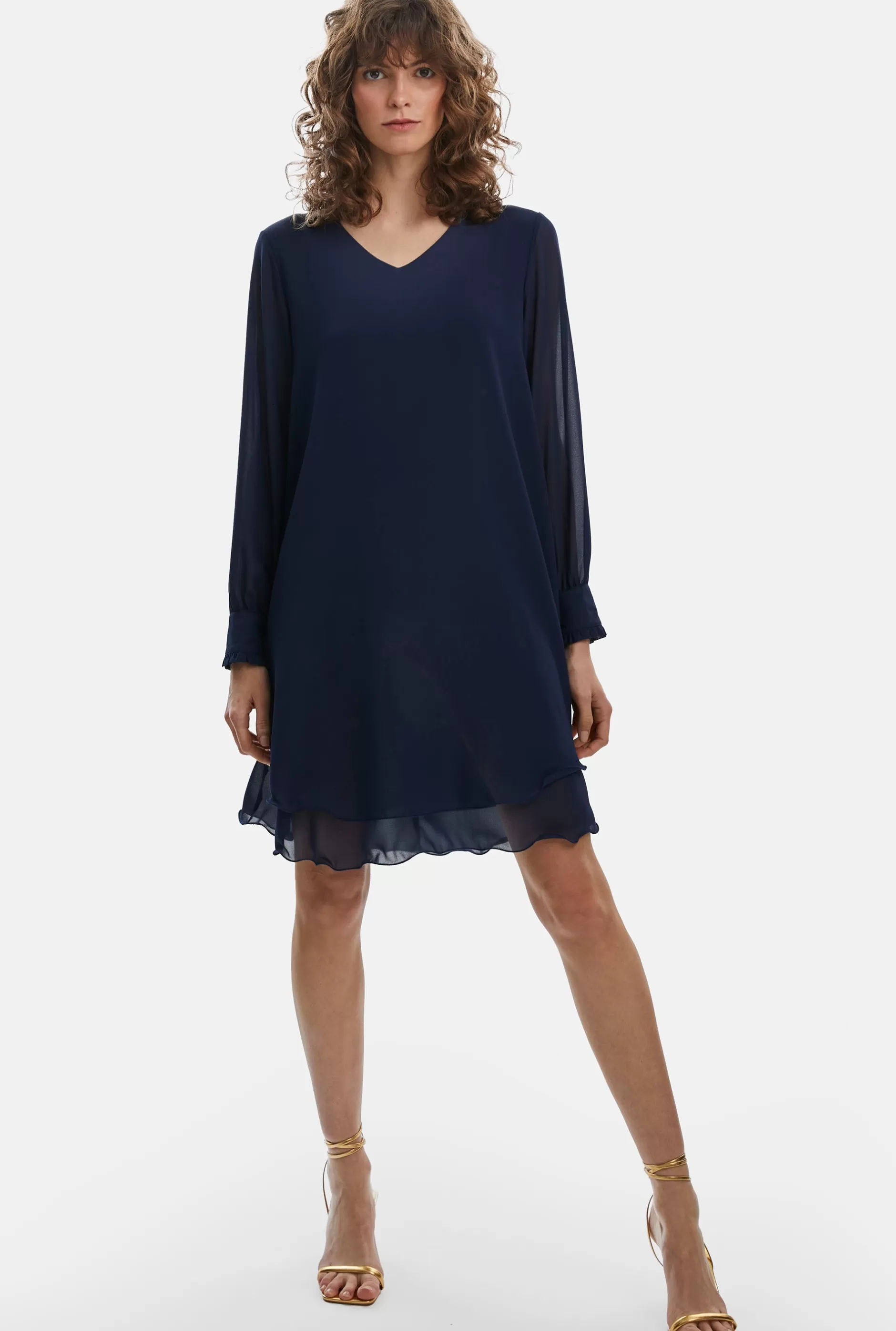 Long Sleeve Navy Wave Hem Dress^James Lakeland Sale