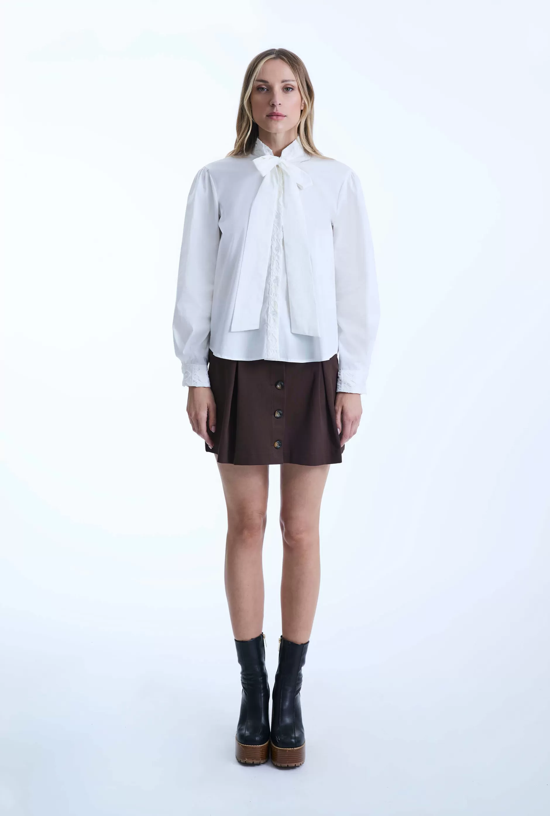 Pin Tuck Brown Button Skirt^James Lakeland Hot