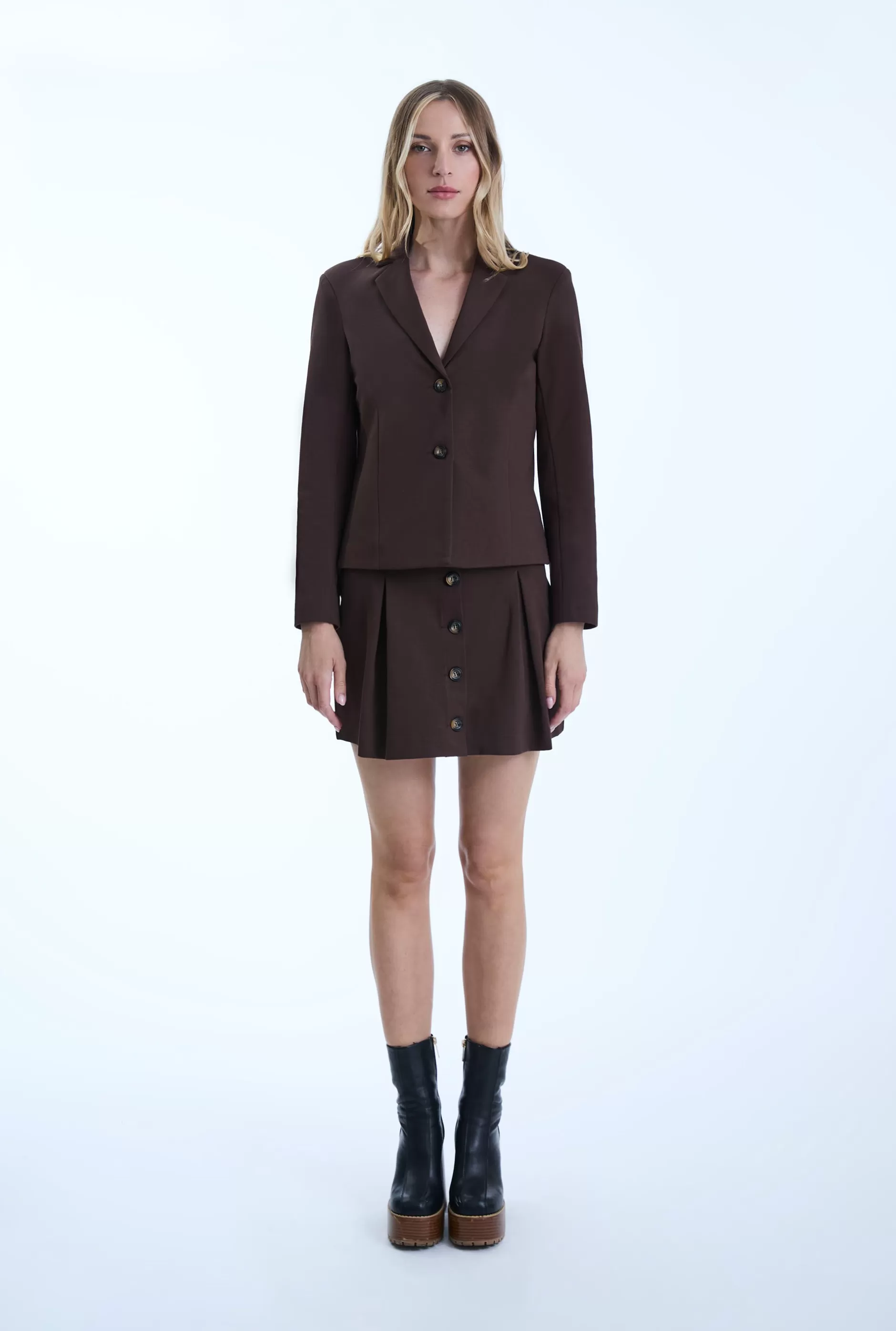 Pin Tuck Brown Button Skirt^James Lakeland Hot