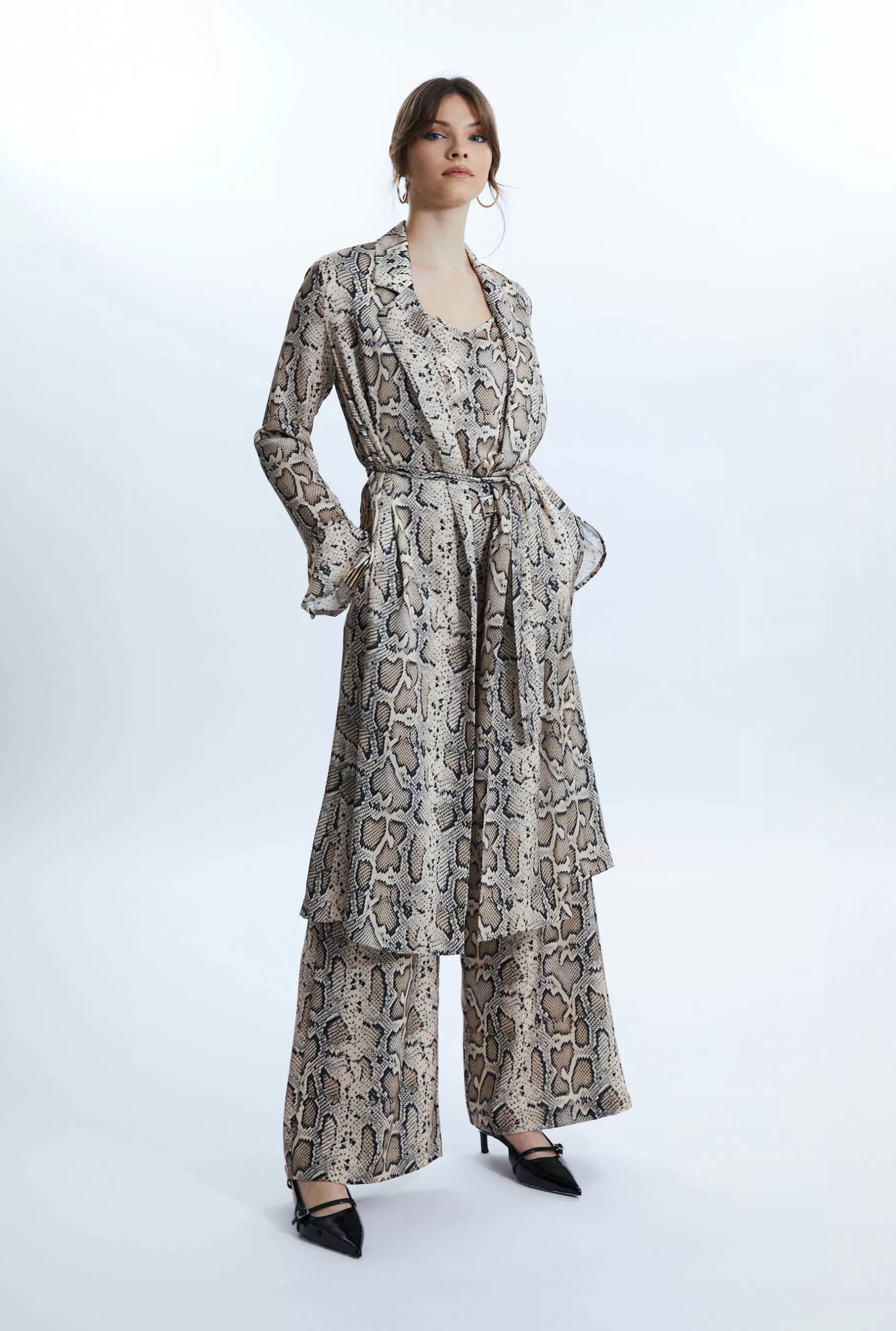 Python Print Wrap Shirt Dress Beige^James Lakeland Best