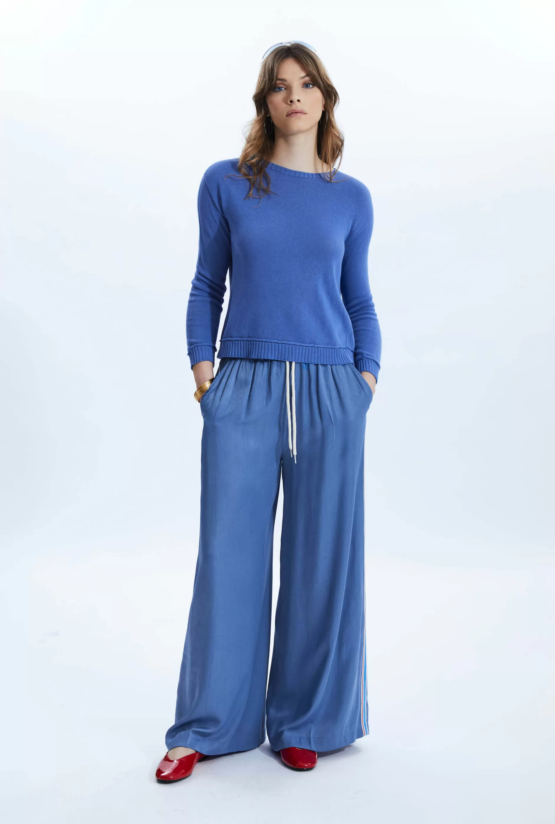 Scoop Neck Piped Edge Knit Denim^James Lakeland Fashion