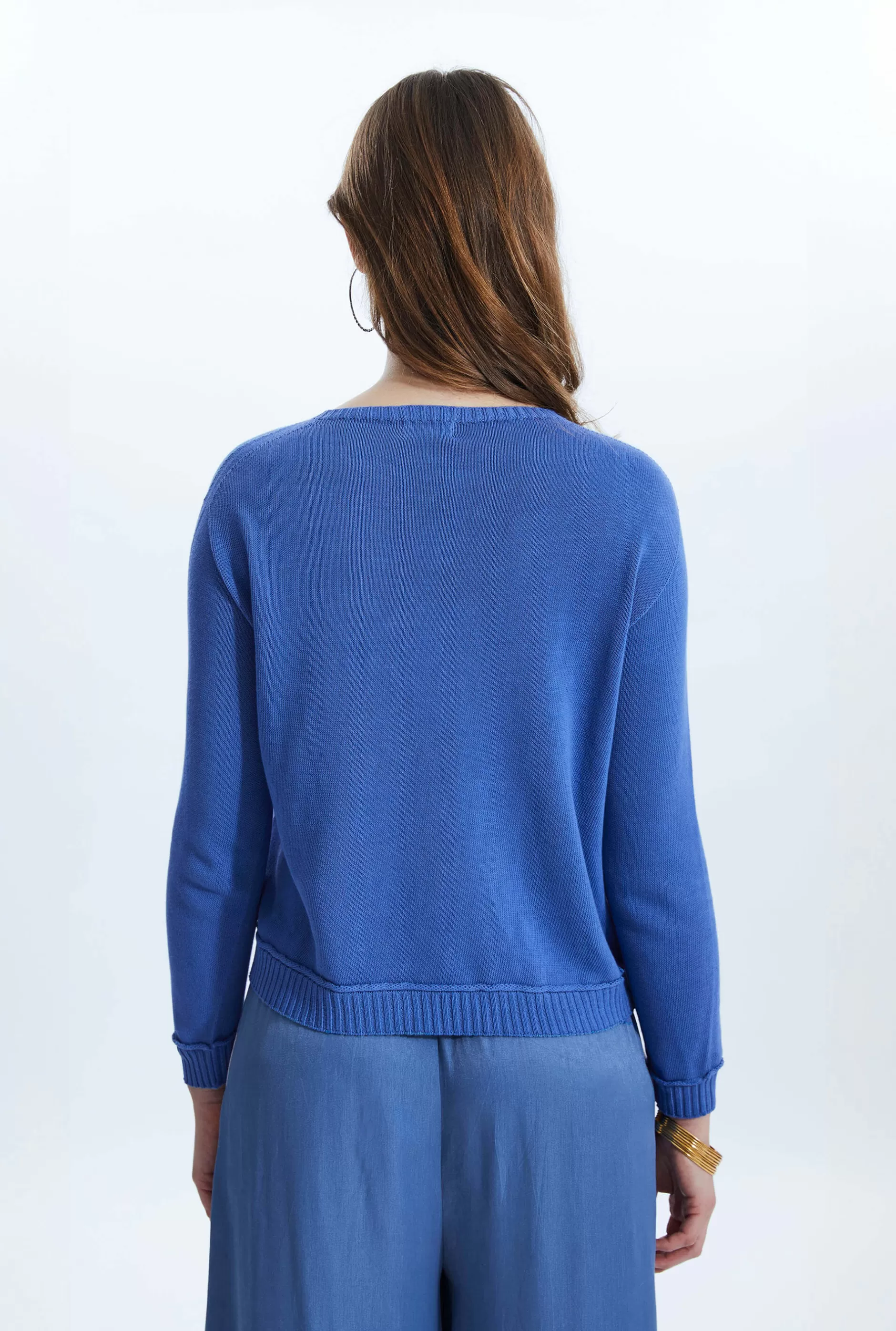 Scoop Neck Piped Edge Knit Denim^James Lakeland Fashion