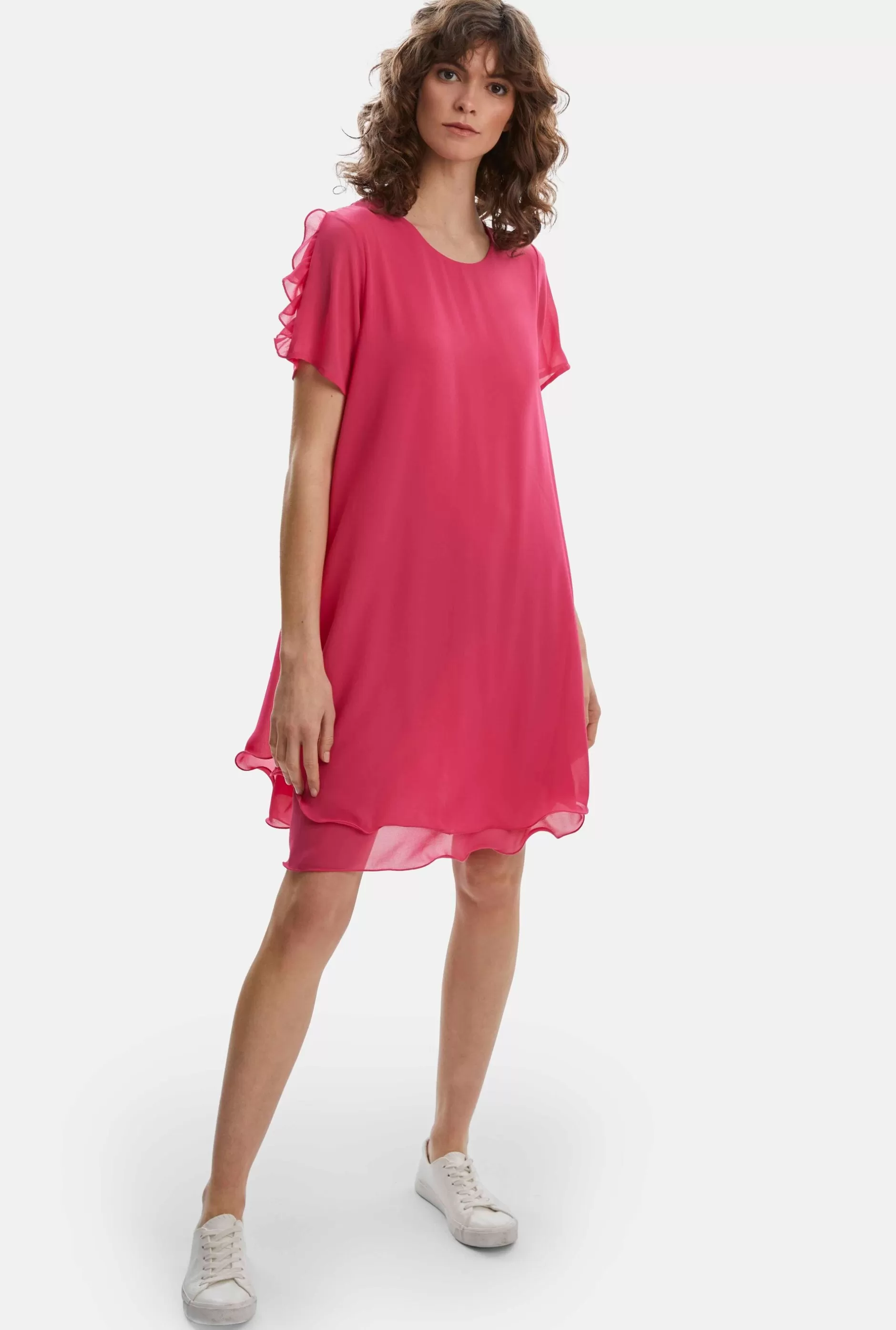 Short Sleeve Wave Hem Dress Fuchsia^James Lakeland Discount