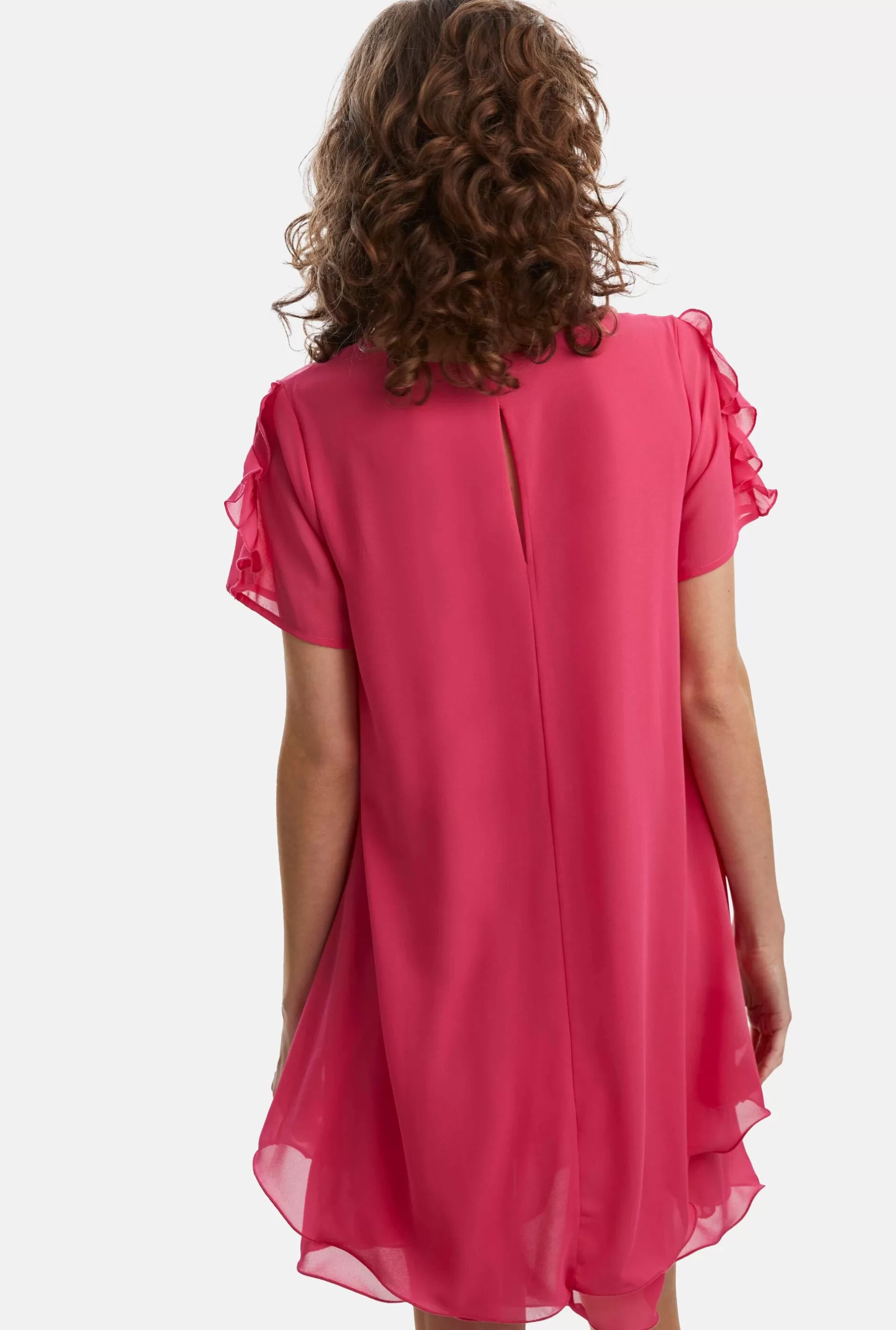 Short Sleeve Wave Hem Dress Fuchsia^James Lakeland Discount